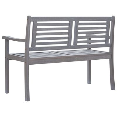 vidaXL Banco de jardín 2 plazas madera eucalipto gris y cojín 120 cm