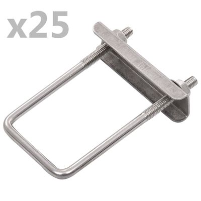 vidaXL Conector en U para postes de valla 25 sets 60x40 mm