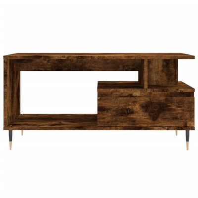 vidaXL Mesa de centro madera contrachapada roble ahumado 90x49x45 cm