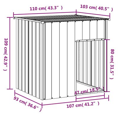 vidaXL Caseta perros con tejado acero galvanizado gris 110x103x109 cm