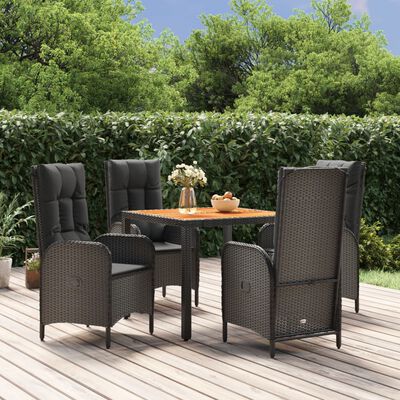 vidaXL Set de muebles jardín 5 pzas con cojines ratán sintético negro