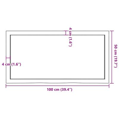 vidaXL Encimera de baño madera maciza sin tratar 100x50x(2-4) cm