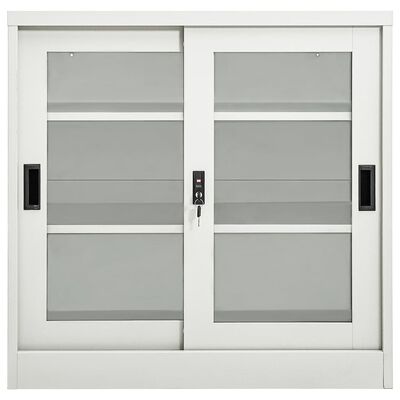 vidaXL Armario con puerta corredera gris claro acero 90x40x90 cm