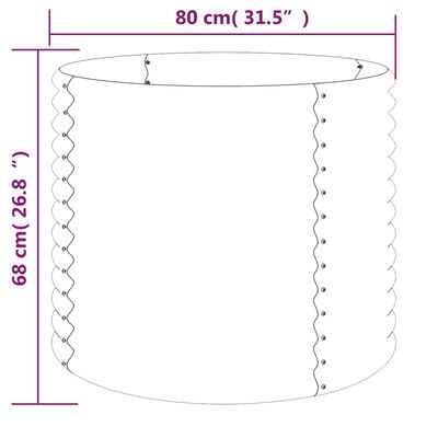 vidaXL Jardinera de acero con recubrimiento en polvo gris 80x80x68 cm