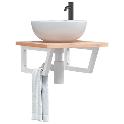 vidaXL Soportes estante de lavabo 2 unidades trapecio acero blanco