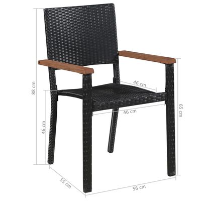 vidaXL Set comedor jardín 5 pzas ratán sintético y madera acacia negro