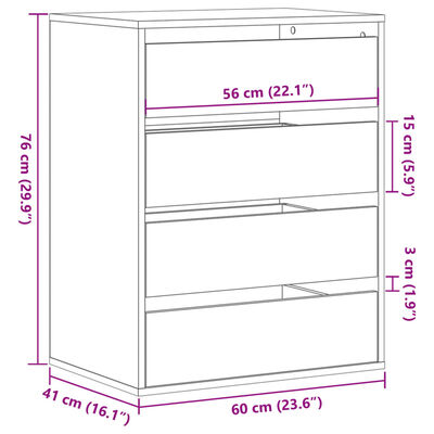 vidaXL Cajonera de esquina madera ingeniería roble artisan 60x41x76 cm