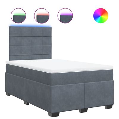 vidaXL Cama box spring con colchón terciopelo gris oscuro 120x200 cm