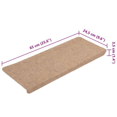 vidaXL Alfombrillas autoadhesivas de escalera 15 uds 65x24,5x3,5 cm