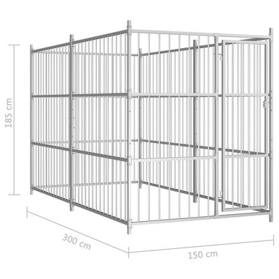 vidaXL Perrera de exterior 300x150x185 cm