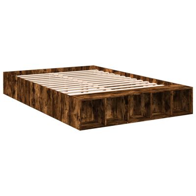 vidaXL Estructura de cama madera de ingeniería roble ahumado 160x200cm