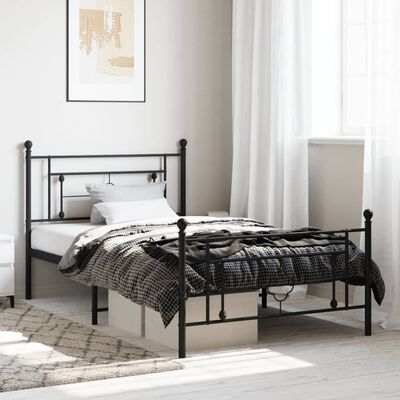 vidaXL Estructura cama sin colchón con estribo metal negro 107x203 cm