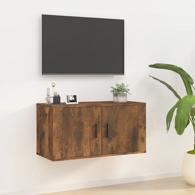 vidaXL Mueble para TV de pared roble ahumado 80x34,5x40 cm