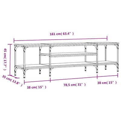 vidaXL Mueble TV hierro y madera contrachapada gris Sonoma 161x35x45cm