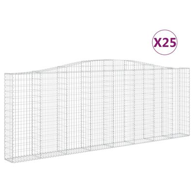 vidaXL Cestas de gaviones 25 uds forma de arco hierro 400x30x140/160cm