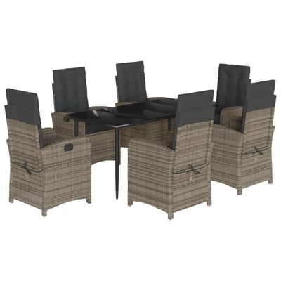 vidaXL Set comedor jardín 7 pzas y cojines ratán sintético gris