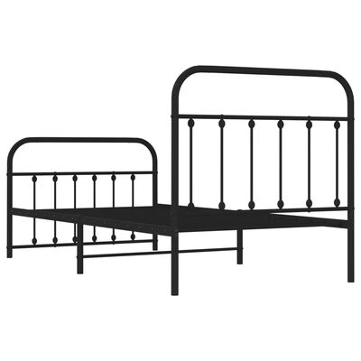 vidaXL Estructura cama sin colchón con estribo metal negro 100x190 cm