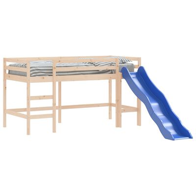 vidaXL Cama alta para niños con tobogán madera maciza pino 90x200 cm