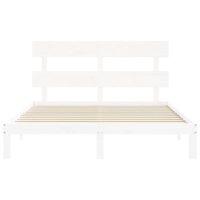 vidaXL Estructura de cama con cabecero madera maciza blanco 160x200 cm