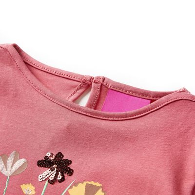 Camiseta infantil de manga larga rosa envejecido 140