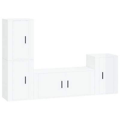 vidaXL Set de muebles de TV 4 pzas madera contrachapada blanco brillo