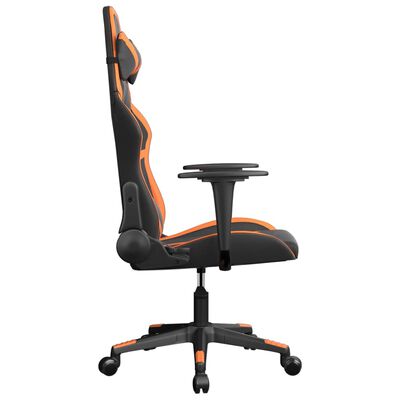 vidaXL Silla gaming cuero sintético negro y naranja