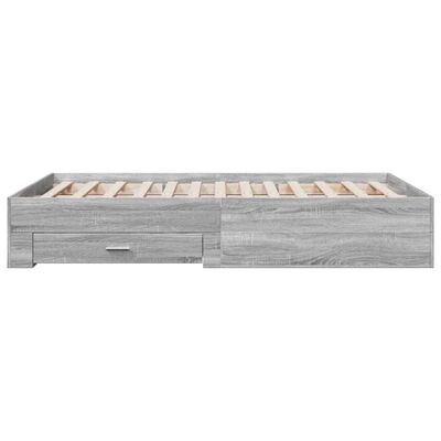 vidaXL Cama con cajones madera ingeniería gris Sonoma 120x200 cm