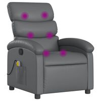 vidaXL Sillón de masaje reclinable cuero sintético gris