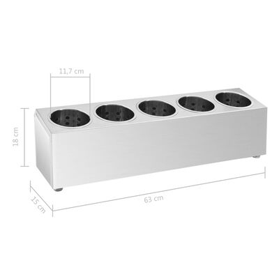 vidaXL Soporte para cubiertos 5 rejillas acero inoxidable rectangular