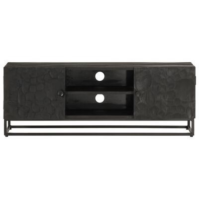 vidaXL Mueble de TV madera maciza de mango y hierro negro 110x30x40 cm