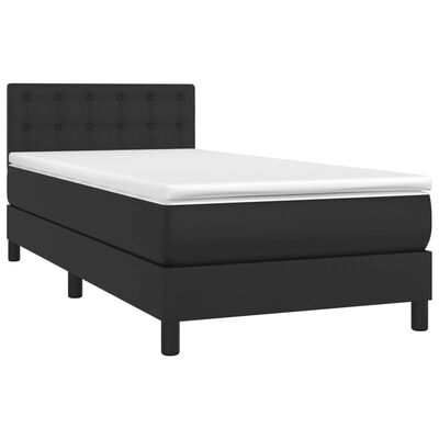 vidaXL Cama box spring y colchón LED cuero sintético negro 90x200 cm