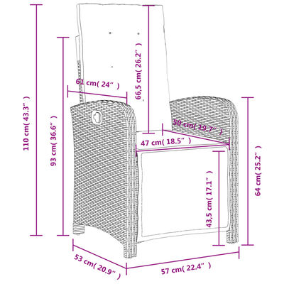 vidaXL Set comedor de jardín 7 pzas con cojines ratán sintético marrón