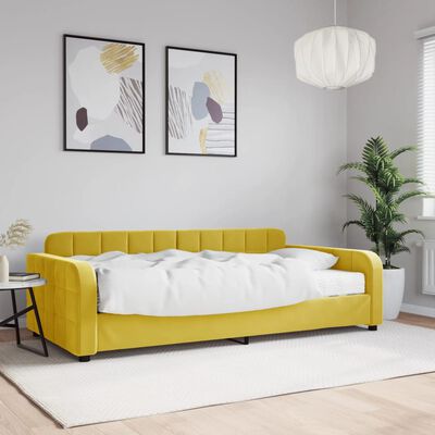 vidaXL Sofá cama con colchón terciopelo amarillo 100x200 cm