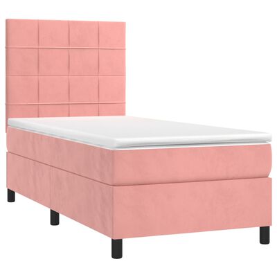 vidaXL Cama box spring con colchón terciopelo rosa 100x200 cm