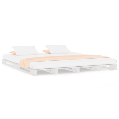 vidaXL Cama de palets madera maciza de pino blanca 120x200 cm