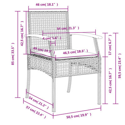 vidaXL Set comedor de jardín 9 pzas con cojines ratán sintético beige