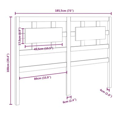 vidaXL Cabecero de cama madera maciza de pino 185,5x4x100 cm