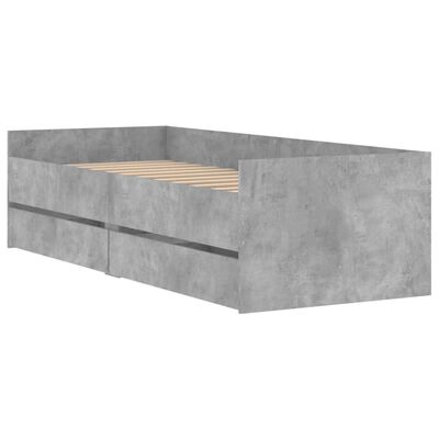 vidaXL Estructura de cama con cajones gris hormigón 75x190 cm