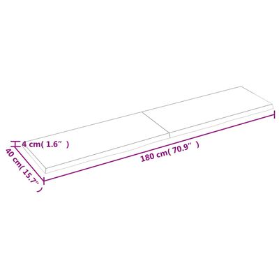 vidaXL Estante pared madera roble tratada marrón claro 180x40x(2-4) cm