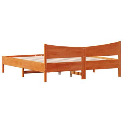 vidaXL Estructura cama con cabecero madera pino marrón cera 180x200 cm