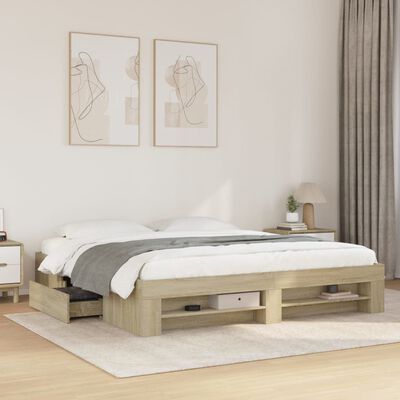 vidaXL Estructura de cama madera de ingeniería roble Sonoma 180x200 cm