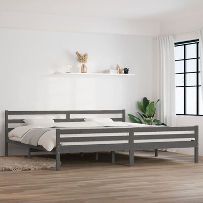 vidaXL Estructura de cama de matrimonio madera maciza gris 180x200 cm