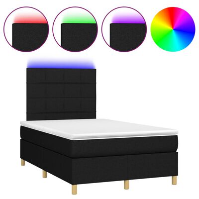 vidaXL Cama box spring con colchón LED tela negro 120x200 cm