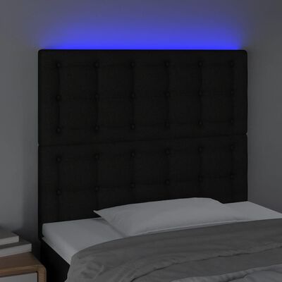 vidaXL Cabecero con luces LED tela negro 80x5x118/128 cm