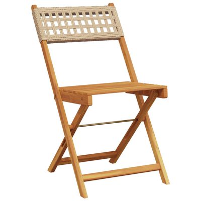 vidaXL Juego de bistro de 3 piezas ratán PE y madera maciza beige