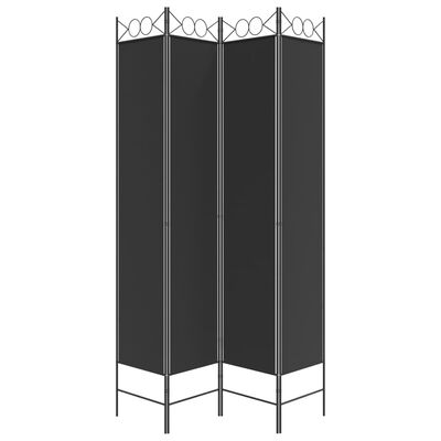 vidaXL Biombo divisor de 4 paneles de tela negro 160x220 cm