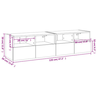 vidaXL Muebles de pared para TV 2 uds madera roble marrón 60x30x30 cm