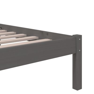 vidaXL Estructura de cama doble pequeña madera maciza gris 120x190 cm