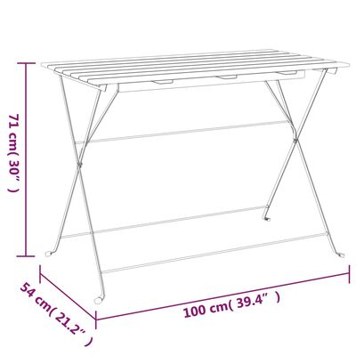 vidaXL Mesa de cafetería plegable madera acacia y acero 100x54x71 cm