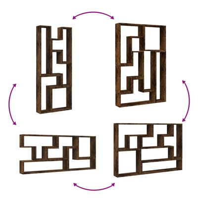 vidaXL Estantería de pared madera ingeniería roble ahumado 96x12x64 cm